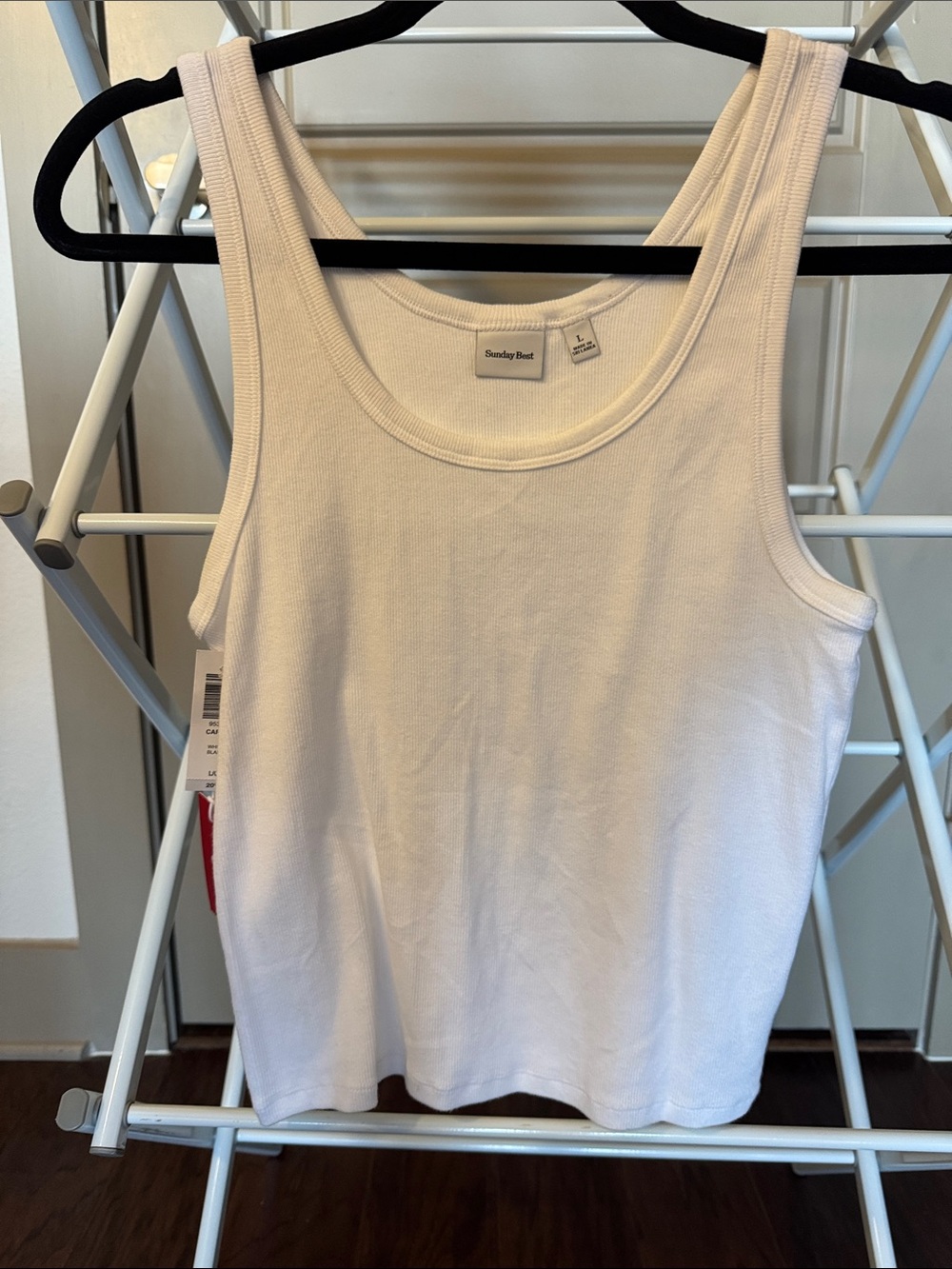 Sunday Best White Ribbed Scoop Neck Tank